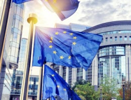 EU flag in front of parliament